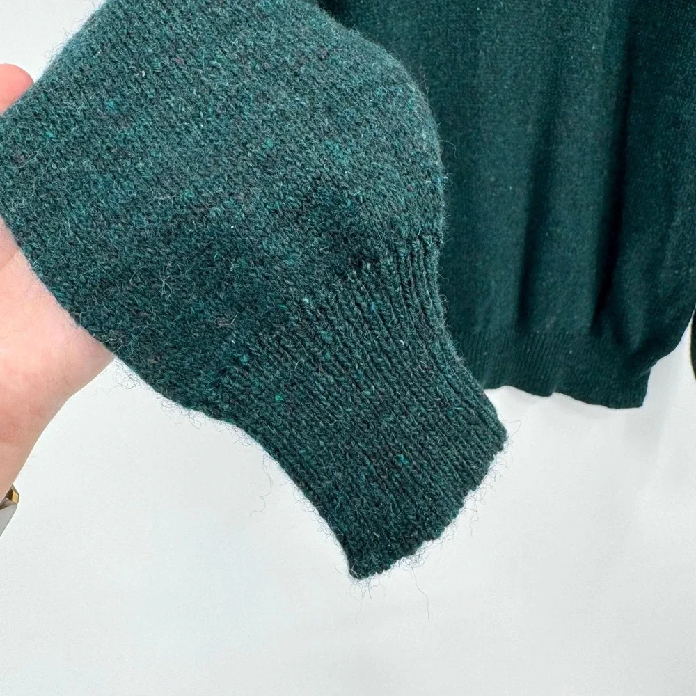 REI Dark Forest Green Vtg 90s Long Sleeve Henley Wool Sweater Men's L